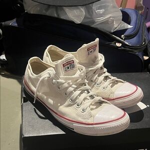 Converse White and Red Low-Top Sneakers